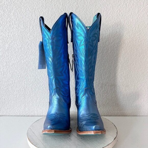 NWT Lane Smokeshow Cobalt Metallic Blue Boots 8 - Picture 5 of 12